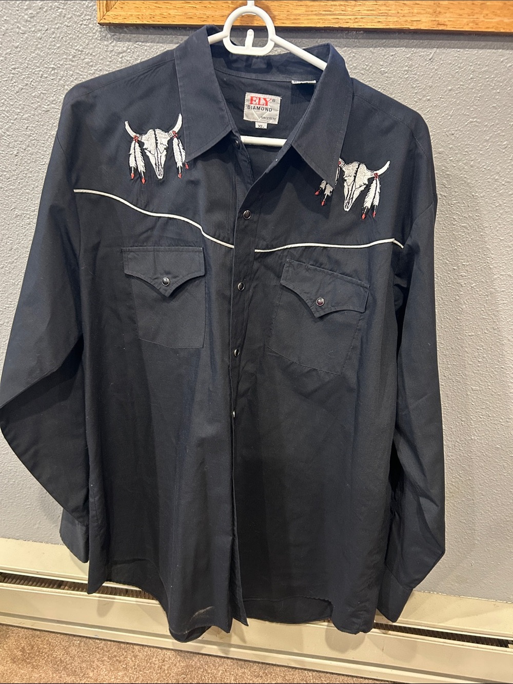 Ely Diamond Black Western Embroidered Shirt